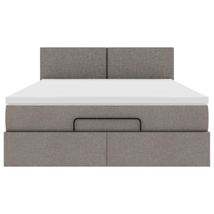 Ottoman säng med madrass och LED-lampor taupe 140x190 cm tyg