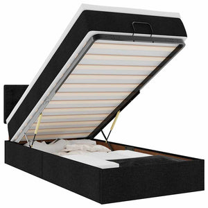 Ottoman sängram med madrass svart 90x190 cm tyg