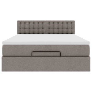 Ottoman säng med madrass och LED-lampor taupe 140x190 cm tyg