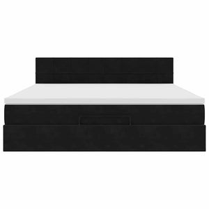 Ottoman sängram med madrass svart 180x200 cm sammet