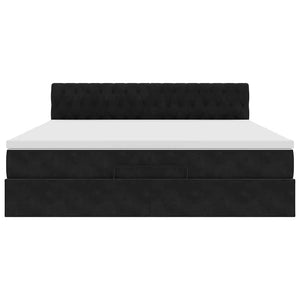 Ottoman sängram med madrass svart 180x200 cm sammet