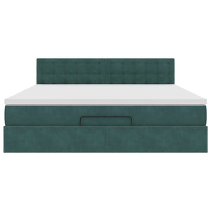 Ottoman sängram med madrass mörkgrön 160x200 cm sammet