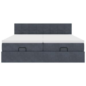 Ottoman sängram med madrasser mörkgrå 180x200 cm sammet