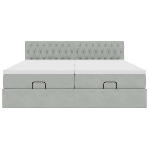 Ottoman sängram med madrasser ljusgrå 160x200 cm sammet