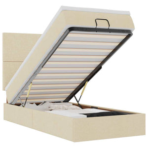 Ottoman säng med madrass gräddvit 100x200 cm tyg