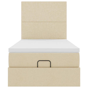 Ottoman säng med madrass gräddvit 100x200 cm tyg