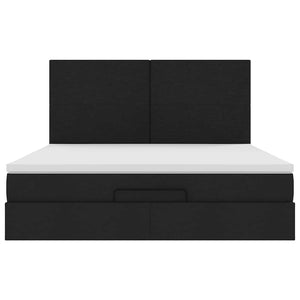 Ottoman sängram med madrass svart 180x200 cm tyg