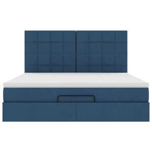Ottoman sängram med madrass blå 180x200 cm tyg