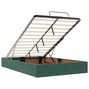 Ottoman sängram med madrasser mörkgrön 120x190 cm sammet