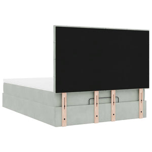 Ottoman sängram med madrasser ljusgrå 140x200 cm sammet