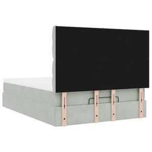 Ottoman sängram med madrasser ljusgrå 140x200 cm sammet