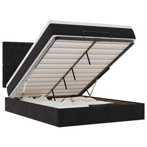 Ottoman sängram med madrasser svart 140x200 cm sammet