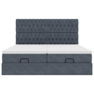 Ottoman sängram med madrasser mörkgrå 160x200 cm sammet