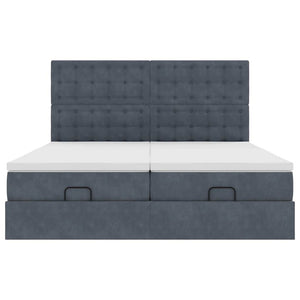 Ottoman sängram med madrasser mörkgrå 180x200 cm sammet