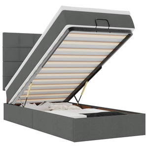 Ottoman sängram med madrass mörkgrå 100x200 cm tyg