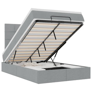 Ottoman sängram med madrass ljusgrå 120x190 cm tyg