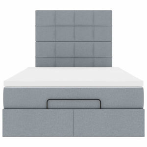 Ottoman sängram med madrass ljusgrå 120x190 cm tyg