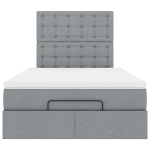 Ottoman sängram med madrass ljusgrå 120x190 cm tyg
