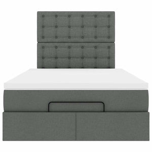 Ottoman sängram med madrass mörkgrå 120x200 cm tyg