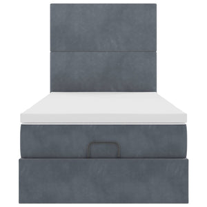 Ottoman sängram med madrasser mörkgrå 80x200 cm sammet