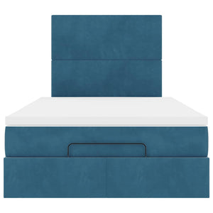 Ottoman sängram med madrasser mörkblå 120x200 cm sammet