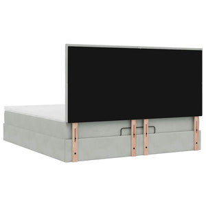 Ottoman sängram med madrasser ljusgrå 160x200 cm sammet