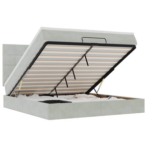 Ottoman sängram med madrasser ljusgrå 160x200 cm sammet