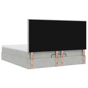 Ottoman sängram med madrasser ljusgrå 160x200 cm sammet