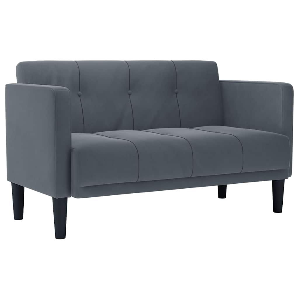 Loveseat soffa mörkgrå 111 cm sammet