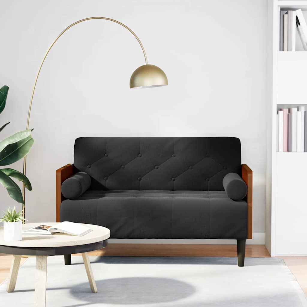 Loveseat soffa med dynor svart 110 cm sammet