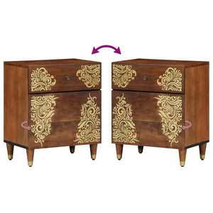 Sängbord med Dörr Honung brun 50 x 33 x 60 cm Massivt mangoträ