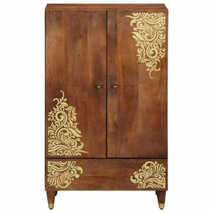 Skåp med låda med hylla Brun 60 x 33 x 100 cm Massivt mangoträ