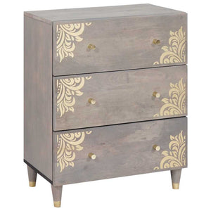 Sideboard Grå och Guld 60 x 33 x 75 cm Massivt mangoträ