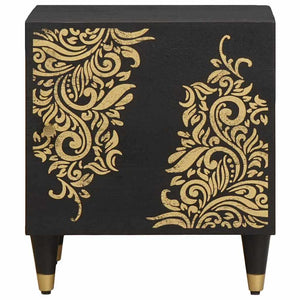 Sängbord med Dörr Svart 40 x 33 x 46 cm Massivt mangoträ