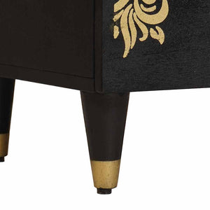 Nattduksbord med låda Svart 50 x 33 x 62 cm Massivt mangoträ