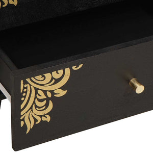 Nattduksbord med låda Svart 50 x 33 x 62 cm Massivt mangoträ