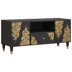 TV-skåp med låda Svart 105 x 33 x 46 cm Massivt mangoträ