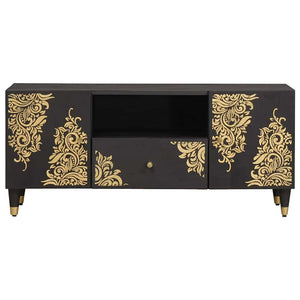 TV-skåp med låda Svart 105 x 33 x 46 cm Massivt mangoträ