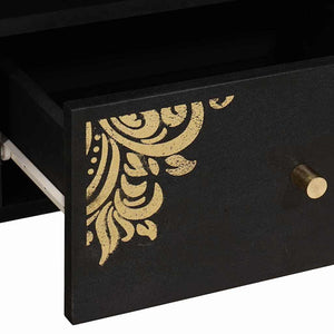 TV-skåp med låda Svart 100 x 33 x 46 cm Massivt mangoträ