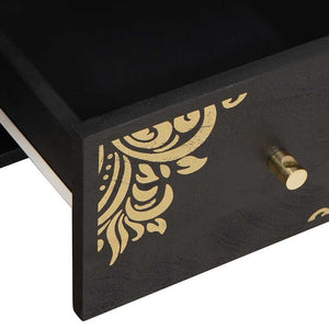 TV-skåp med låda Svart 100 x 33 x 46 cm Massivt mangoträ