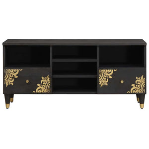 TV-skåp med låda Svart 100 x 33 x 46 cm Massivt mangoträ