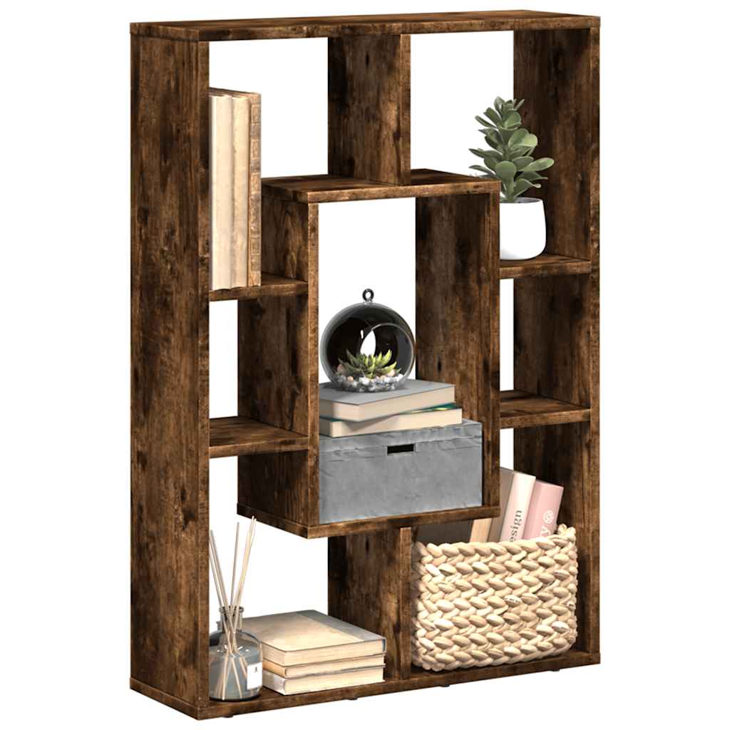 Bokhylla rökfärgad ek 63x20x90 cm konstruerat trä