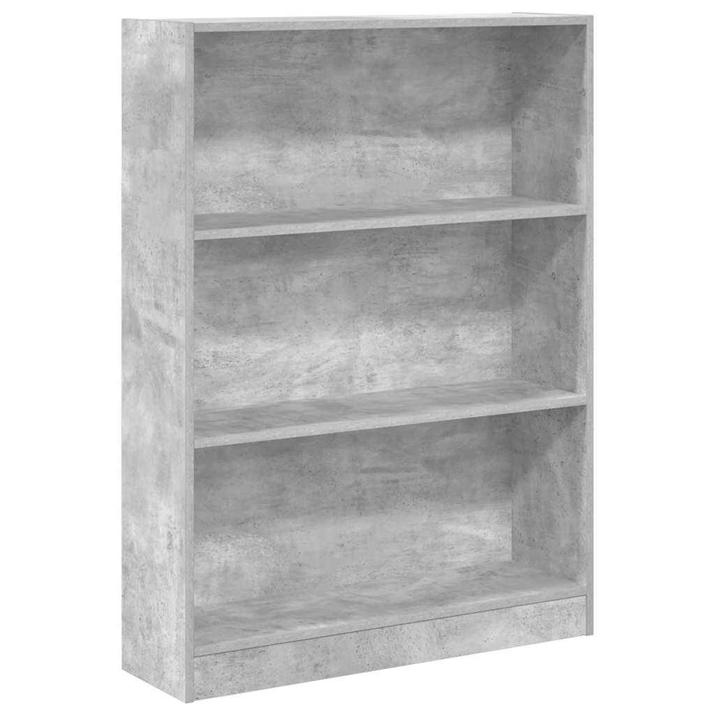 Bokhylla betonggrå 80x24x109 cm konstruerat trä