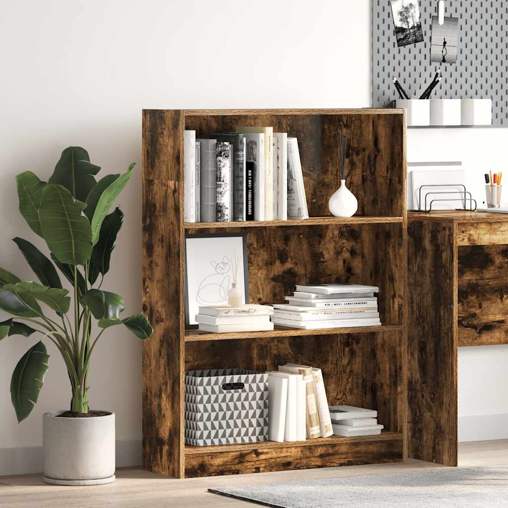 Bokhylla rökfärgad ek 80x24x109 cm konstruerat trä