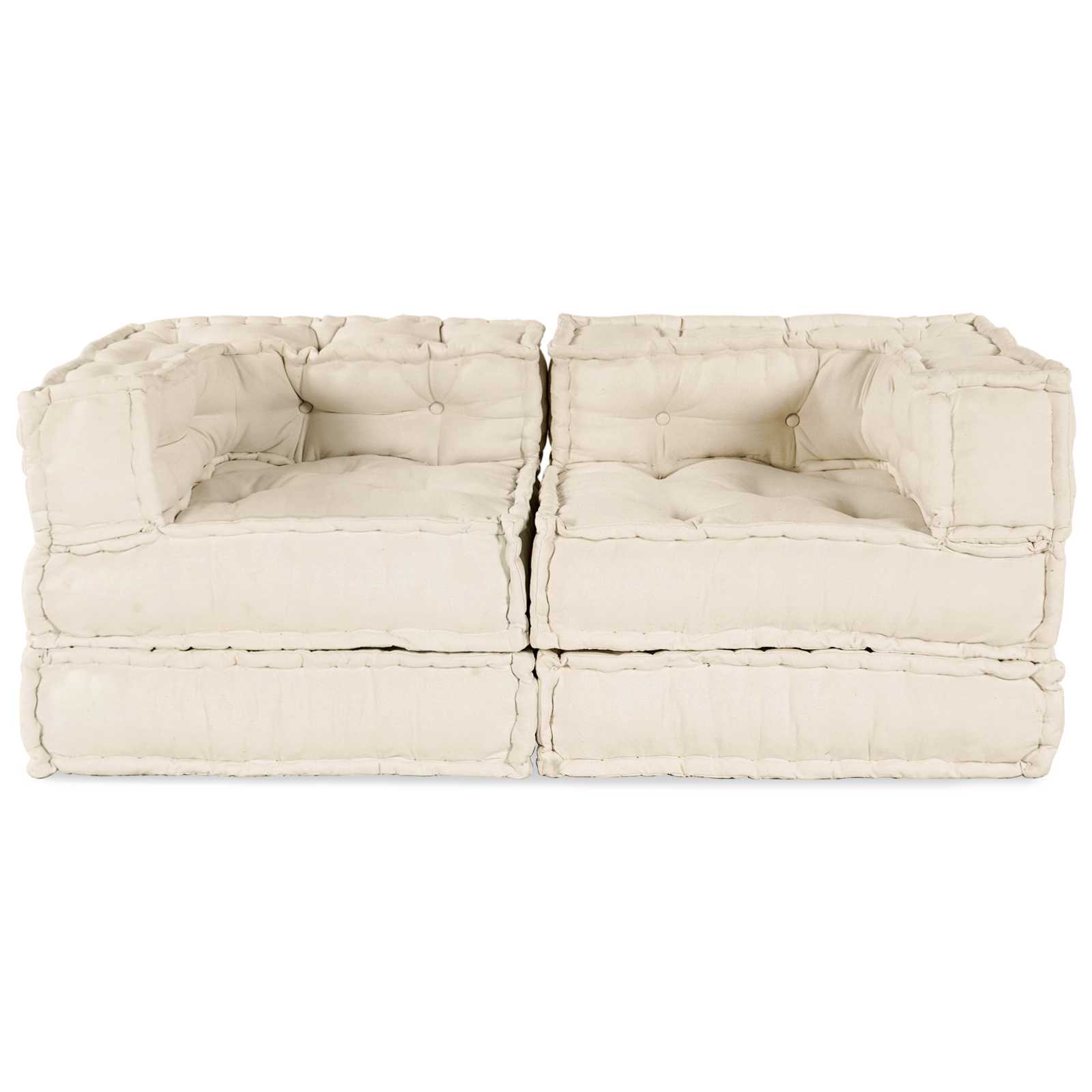 Modulsofa enhet 2 pcs Gräddvit 140 x 70 x 56 cm Tyg