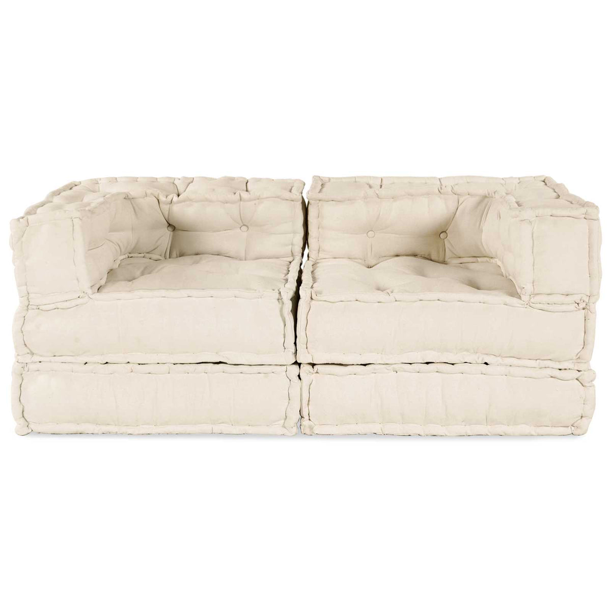 Modulsofa enhet 2 st Tyg Gräddvit 140 x 70 x 56 cm