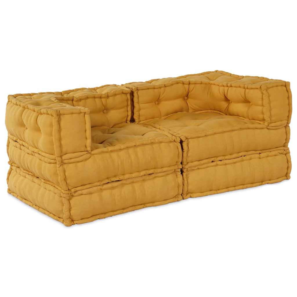 Modulsofa enhet 2 st Tyg Gul 140 x 70 x 56 cm