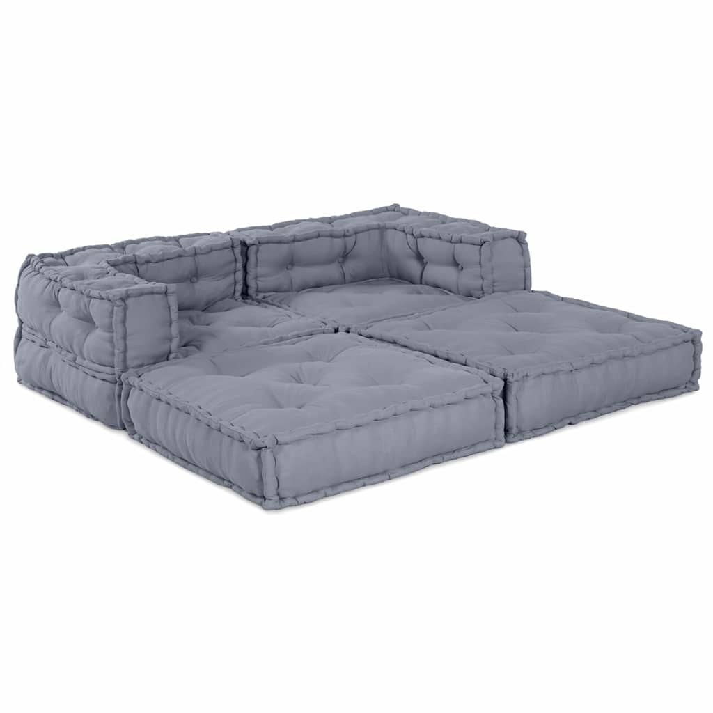 Modulsofa enhet 2 st Tyg Grå 140 x 70 x 56 cm