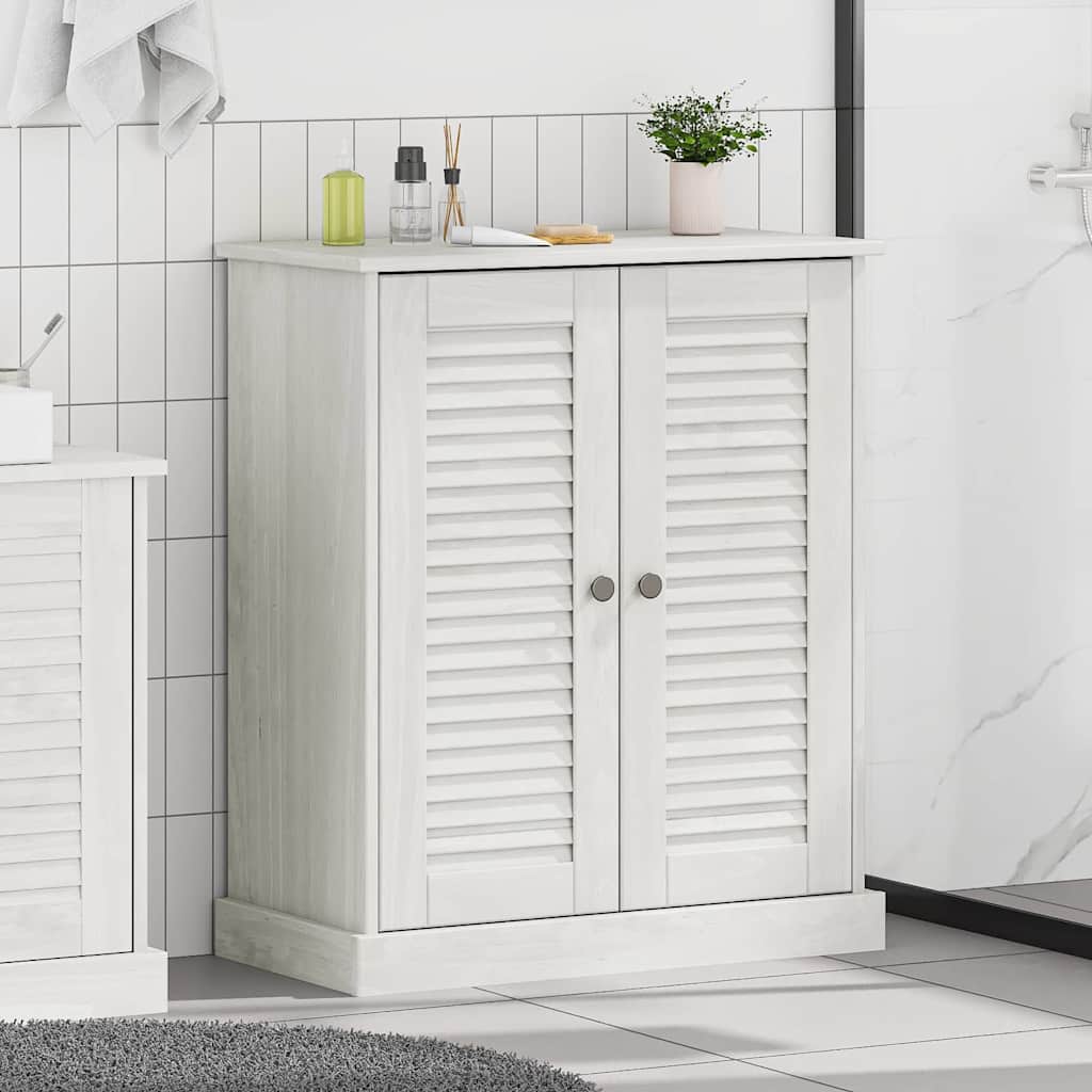 Badrumsskåp VIGO Vit och antikvit 68 x 34 x 80 cm Massiv furu