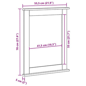 Spegel Rektangulär VIGO Antik vit 55,5 x 5 x 70 cm Massiv furu